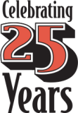 Celebrating 25 years online. Anniversary logo.